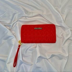 MIU MIU Metalasse Red Wristlet Wallet